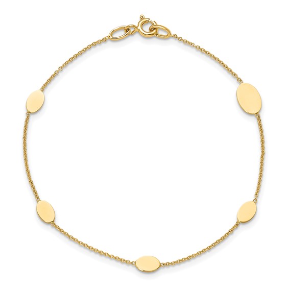 Leslie's 14K Polished Oval Discs Station Bracelet