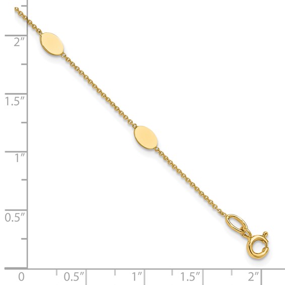 Leslie's 14K Polished Oval Discs Station Bracelet