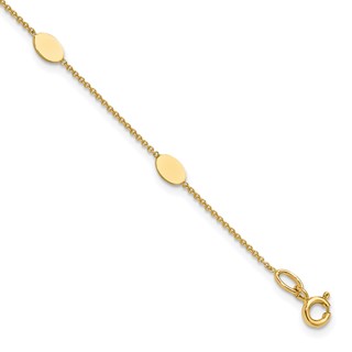 Leslie's 14K Polished Oval Discs Station Bracelet