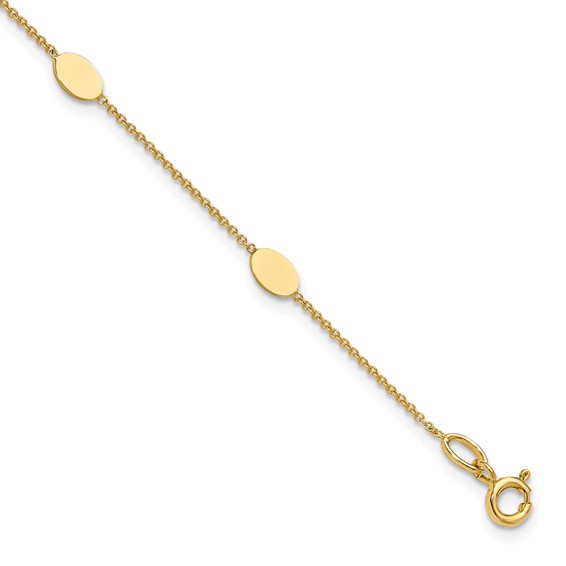 Leslie's 14K Polished Oval Discs Station Bracelet