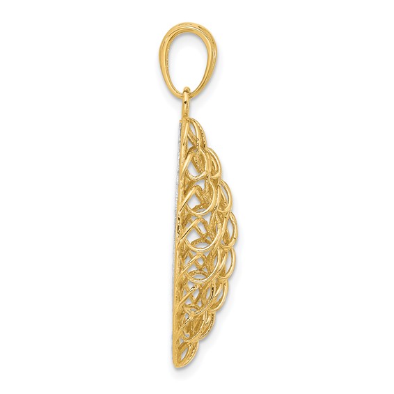 Leslie's 14K Two-tone Polished and Dia-cut Pendant