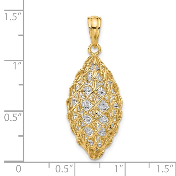 Leslie's 14K Two-tone Polished and Dia-cut Pendant