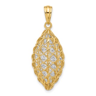 Leslie's 14K Two-tone Polished and Dia-cut Pendant