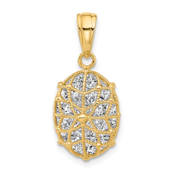 Leslie's 14K with White Rhodium Polished and Dia-cut Pendant