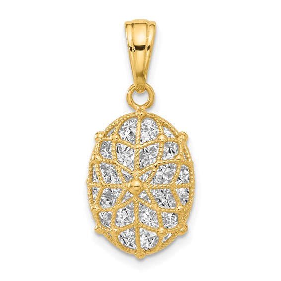 Leslie's 14K with White Rhodium Polished and Dia-cut Pendant