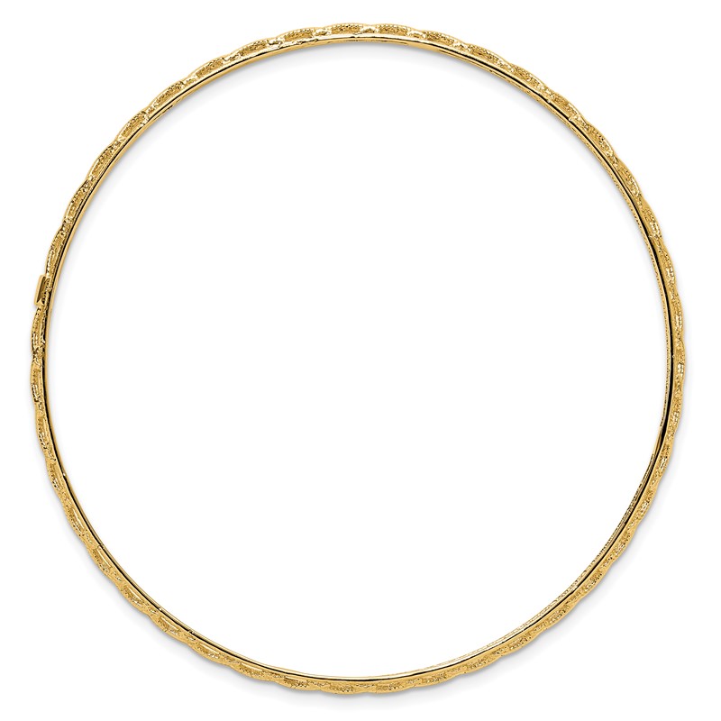 14K Polished and Textured Slip-on Bangle