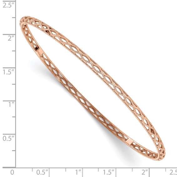 Leslie's 14K Rose Gold Polished and Textured Slip-on Bangle