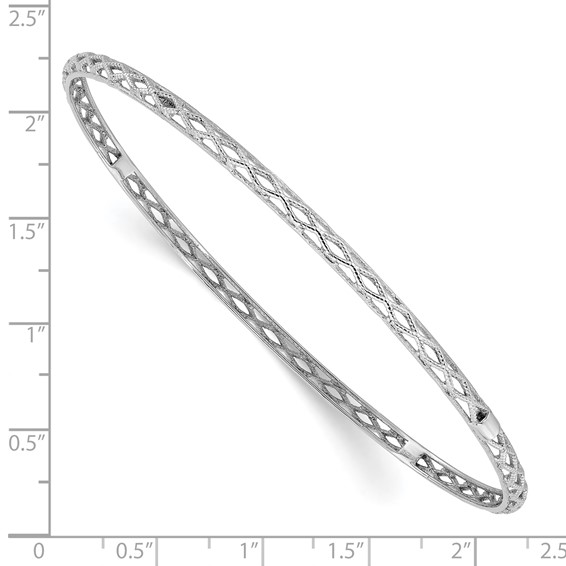 Leslie's 14K White Gold Polished and Textured Slip-on Bangle