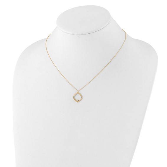Leslie's 14K with Rhodium Polished CZ Square Necklace