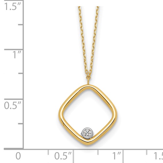 Leslie's 14K with Rhodium Polished CZ Square Necklace