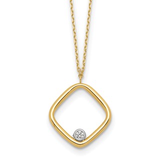 Leslie's 14K with Rhodium Polished CZ Square Necklace