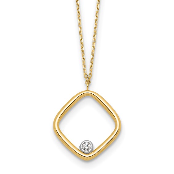 Leslie's 14K with Rhodium Polished CZ Square Necklace