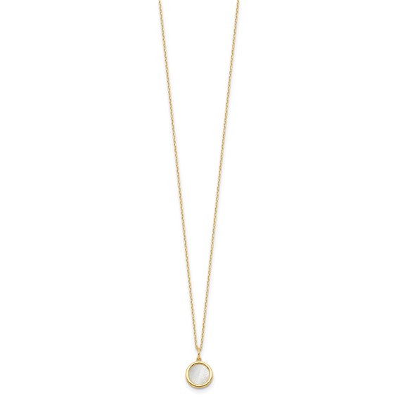 Leslie's 14K Polished Mother of Pearl Circle Necklace