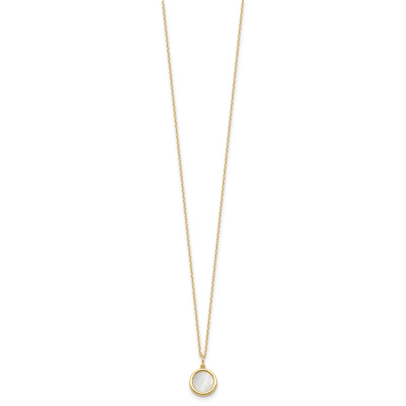 14K Polished Mother of Pearl Circle Necklace