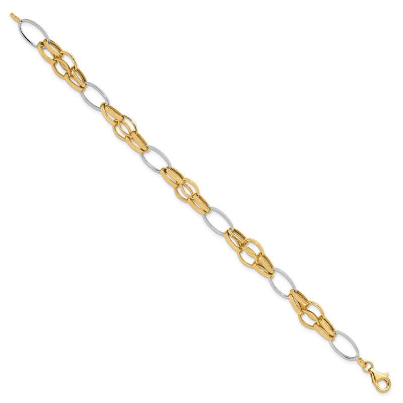 14K Two-tone Polished Fancy Link Bracelet