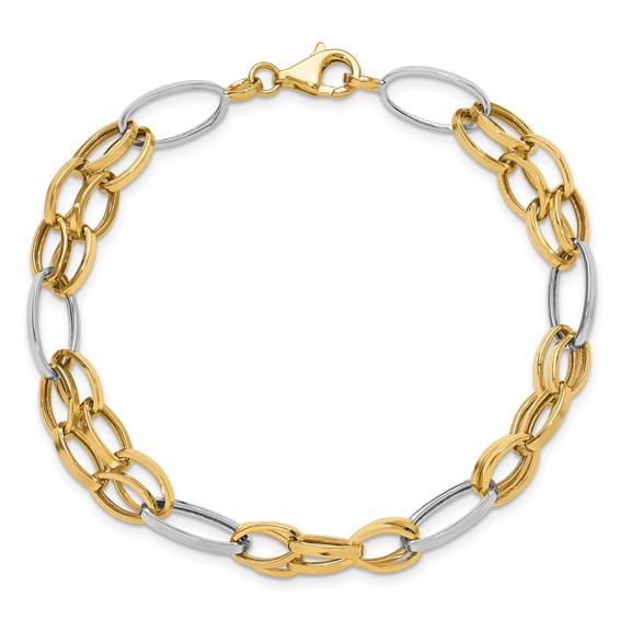 Leslie's 14K Two-tone Polished Fancy Link Bracelet