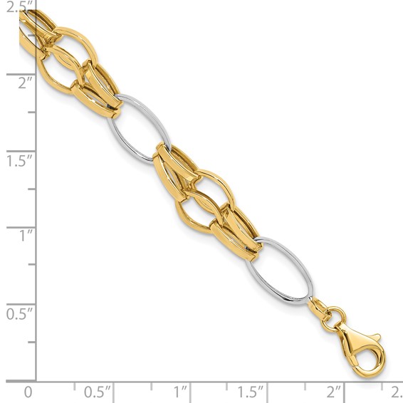 Leslie's 14K Two-tone Polished Fancy Link Bracelet