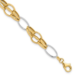 Leslie's 14K Two-tone Polished Fancy Link Bracelet