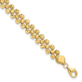 Leslie's 14K Polished and Diamond-cut Fancy Beaded Link Bracelet