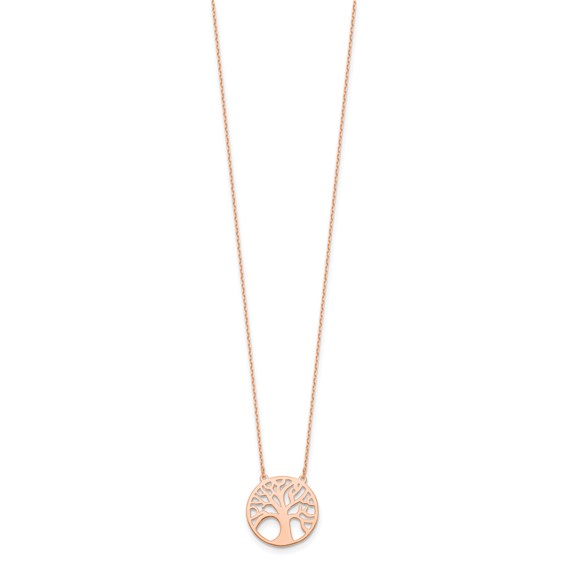 Leslie's 14K Rose Gold Polished Tree of Life Necklace