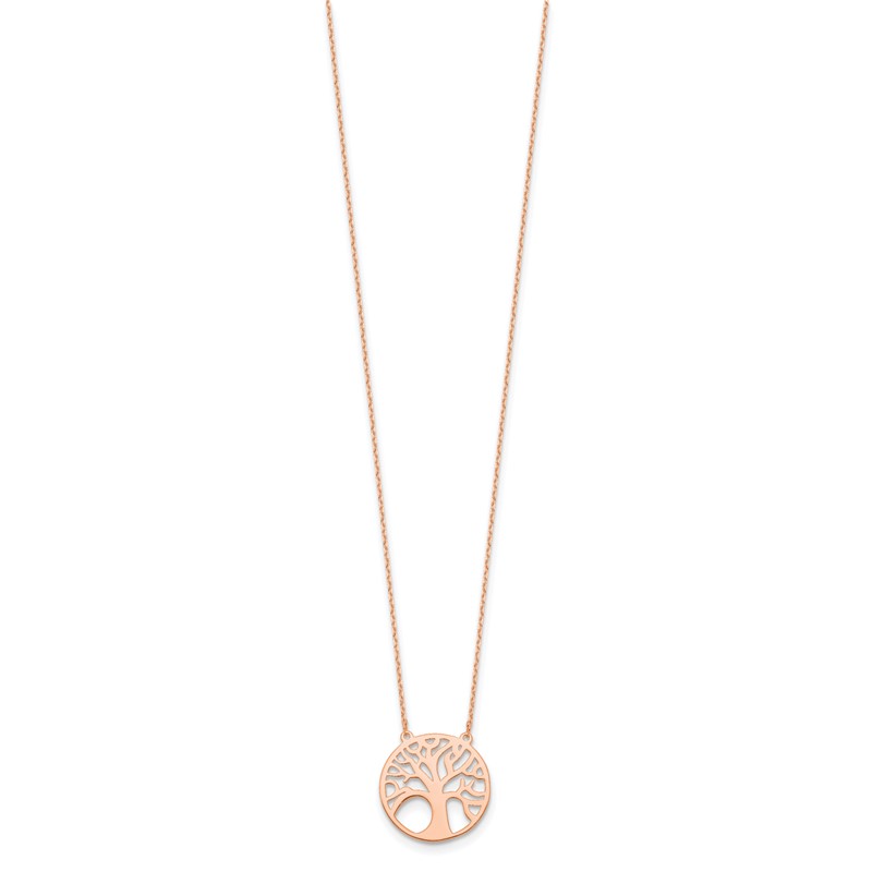 14K Rose Gold Polished Tree of Life Necklace