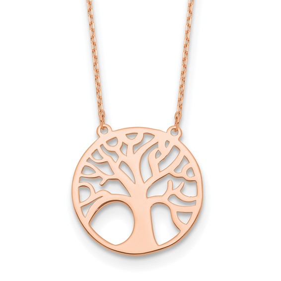 Leslie's 14K Rose Gold Polished Tree of Life Necklace