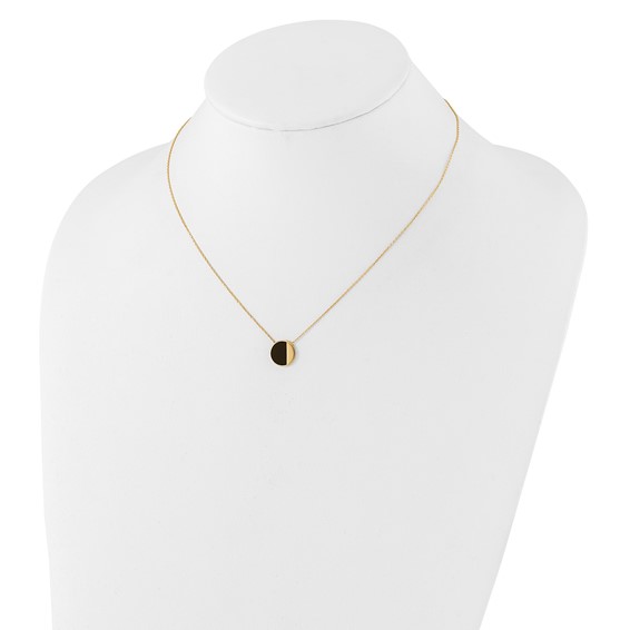 Leslie's 14K with Black Enamel Polished Circle Necklace