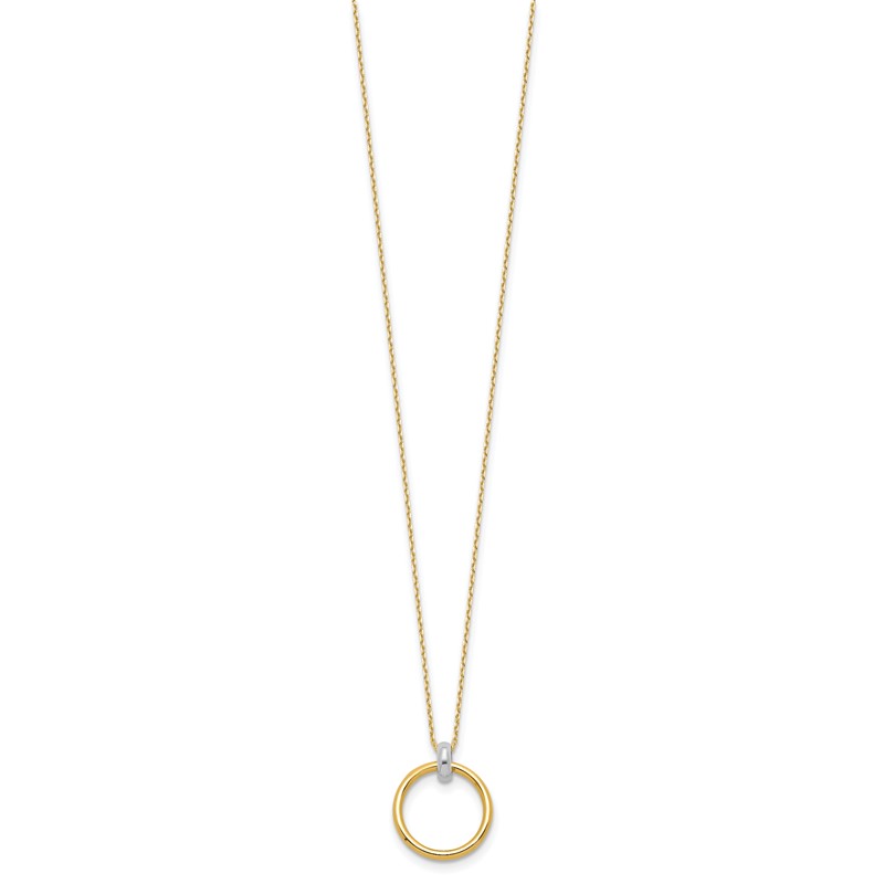 14K Two-tone Polished Circle Necklace