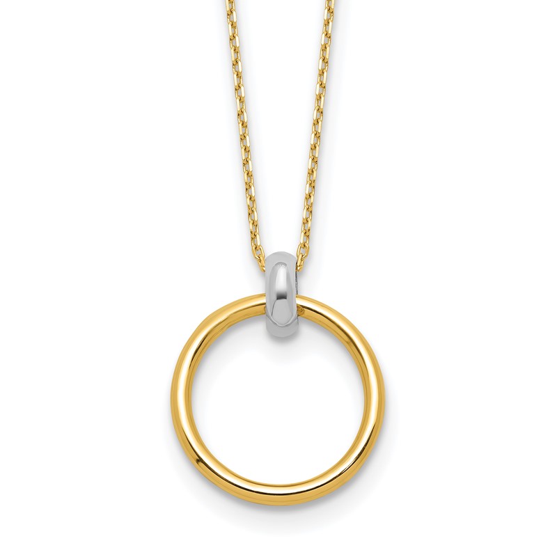 14K Two-tone Polished Circle Necklace