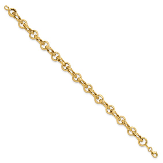 Leslie's 14K Polished and Textured Fancy Link Bracelet