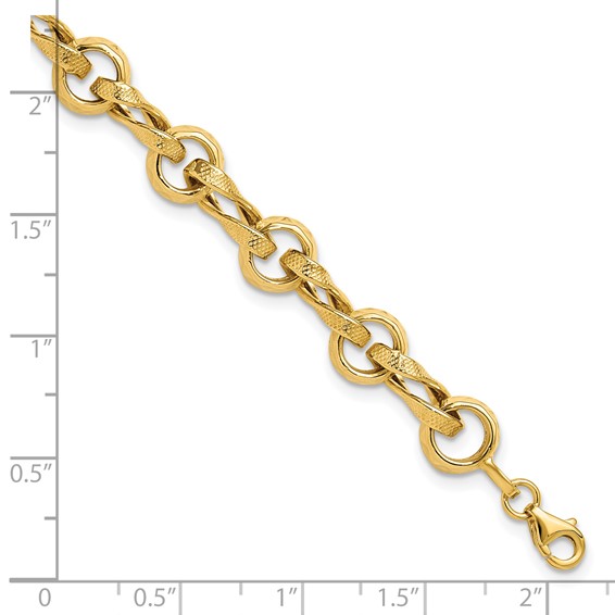 Leslie's 14K Polished and Textured Fancy Link Bracelet