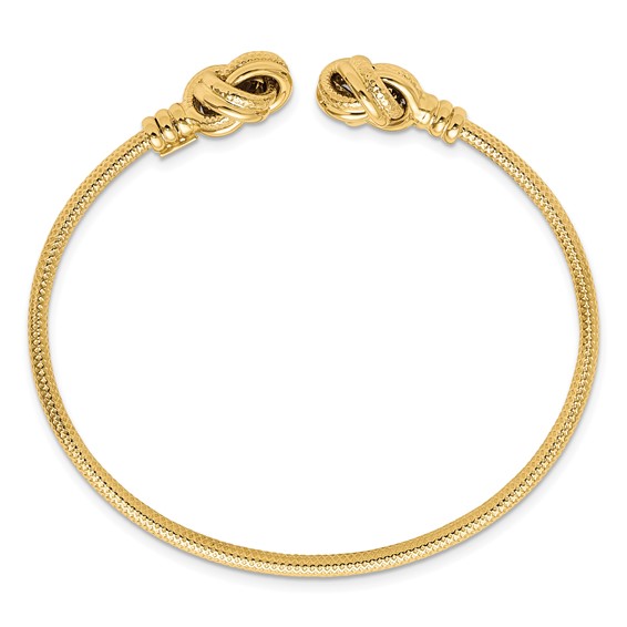 Leslie's 14K Polished and Textured Love Knots Cuff Bangle