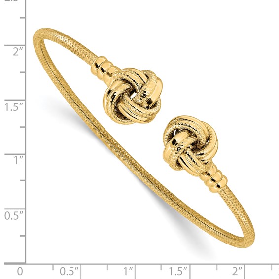 Leslie's 14K Polished and Textured Love Knots Cuff Bangle