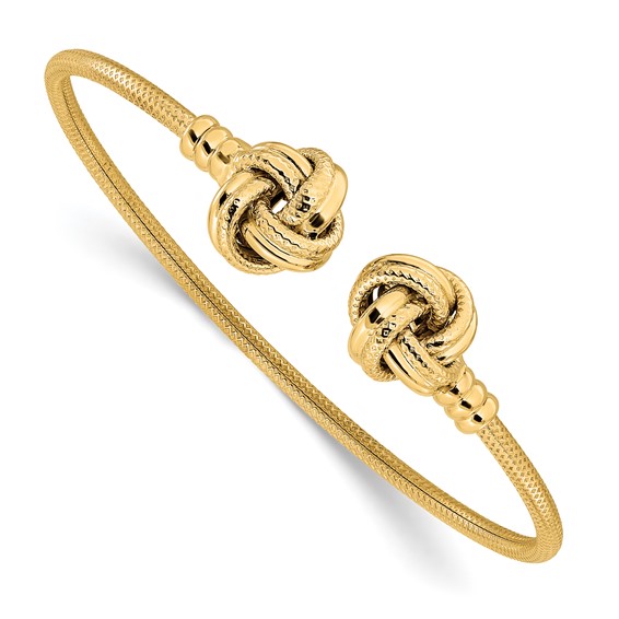 Leslie's 14K Polished and Textured Love Knots Cuff Bangle