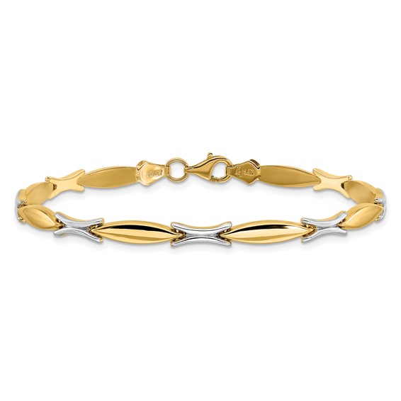 Leslie's 14K Two-tone Polished Fancy Link Bracelet