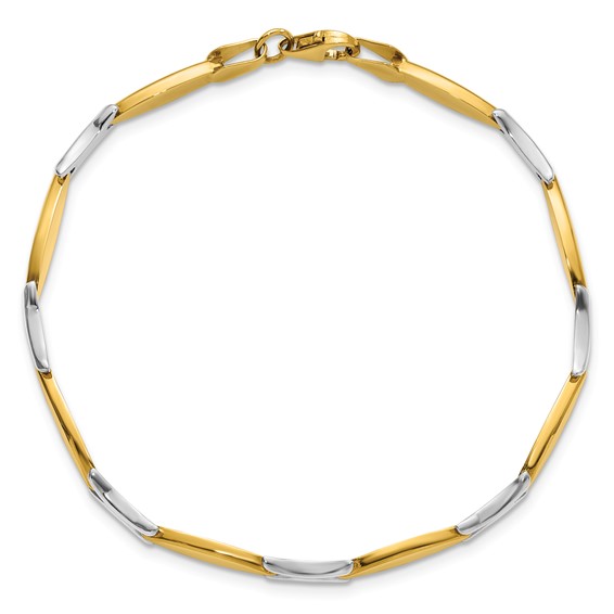 Leslie's 14K Two-tone Polished Fancy Link Bracelet