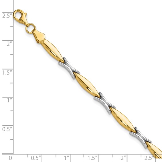 Leslie's 14K Two-tone Polished Fancy Link Bracelet