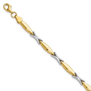 Leslie's 14K Two-tone Polished Fancy Link Bracelet