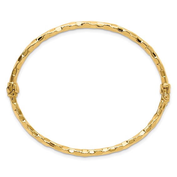 Leslie's 14K Polished and Textured Hinged Bangle
