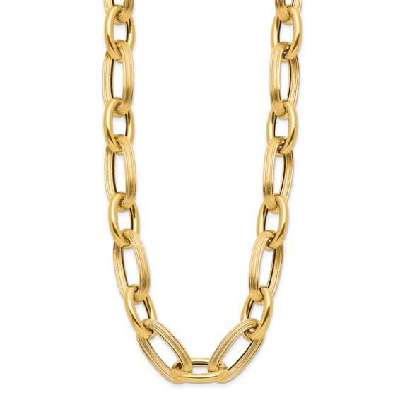 Leslie's 14K Polished Textured Hollow Fancy Link Necklace