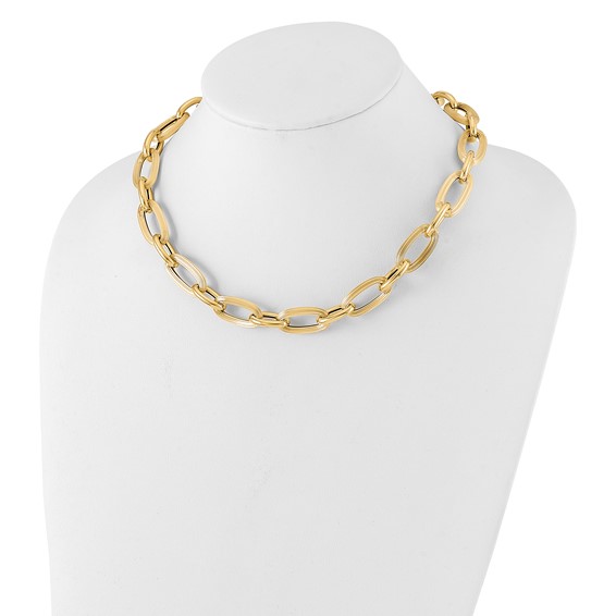 Leslie's 14K Polished Textured Hollow Fancy Link Necklace