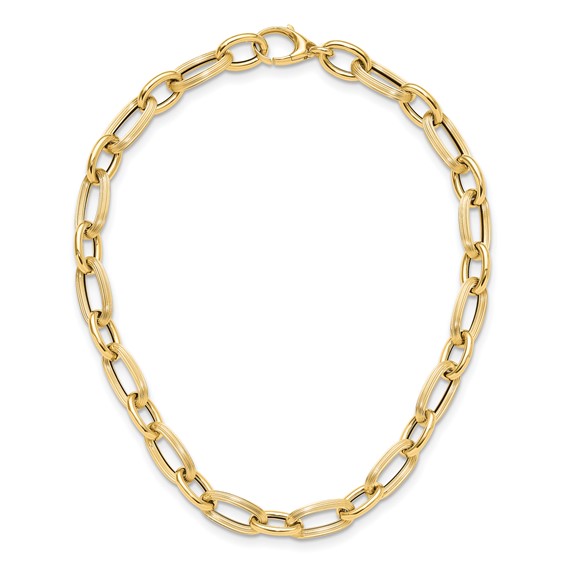 Leslie's 14K Polished Textured Hollow Fancy Link Necklace