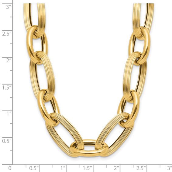 Leslie's 14K Polished Textured Hollow Fancy Link Necklace