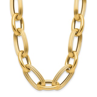 Leslie's 14K Polished Textured Hollow Fancy Link Necklace