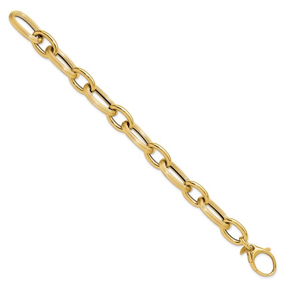 Leslie's 14K Polished Textured Hollow Fancy Link Bracelet