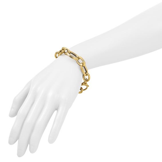 Leslie's 14K Polished Textured Hollow Fancy Link Bracelet