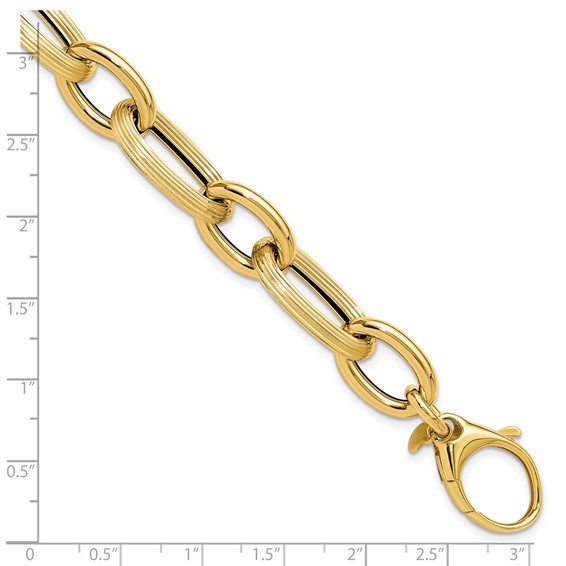 Leslie's 14K Polished Textured Hollow Fancy Link Bracelet