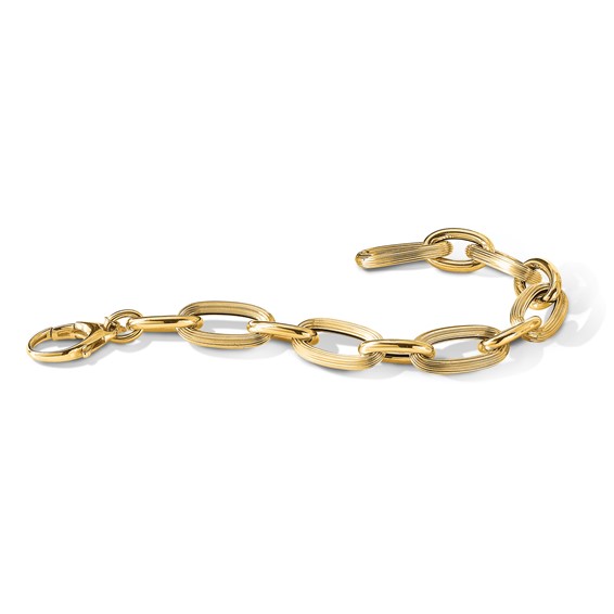 Leslie's 14K Polished Textured Hollow Fancy Link Bracelet