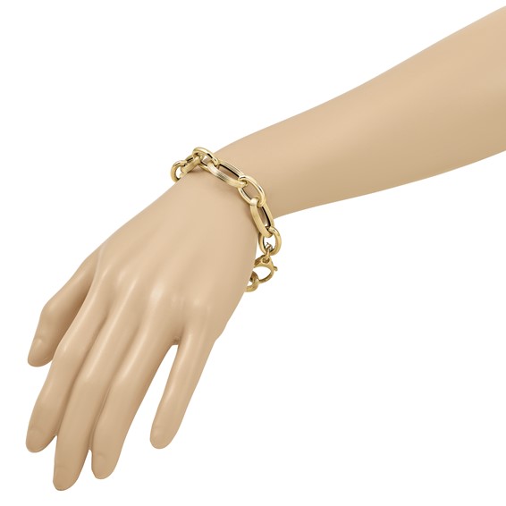 Leslie's 14K Polished Textured Hollow Fancy Link Bracelet