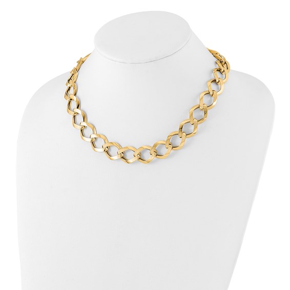 Leslie's 14K Polished Brushed Hollow Fancy Link Necklace